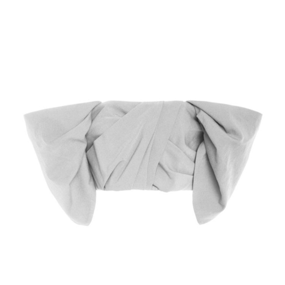 Acler Parkway top blouse linen off shoulder pleated grey cropped square neck - Picture 8 of 8